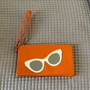 Ora Delphine Orange Wristlet Clutch with Sunglasses Motif